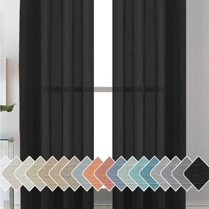 Black linen semi sheer curtains. 6 panels with nickel grommet, 52”x84”.